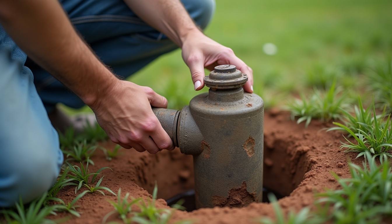 Hand turning a main water shut-off valve